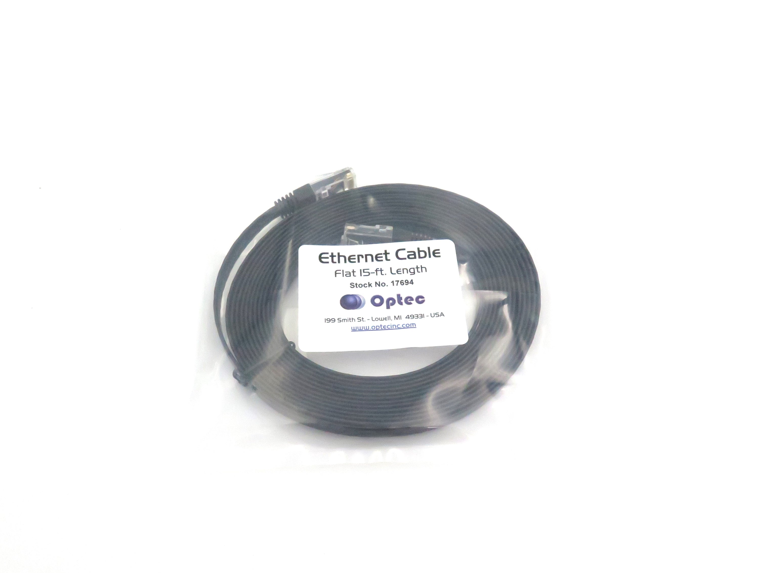 17694 - 15-ft. flat Cat-5e Ethernet cable. – Optec, Inc.